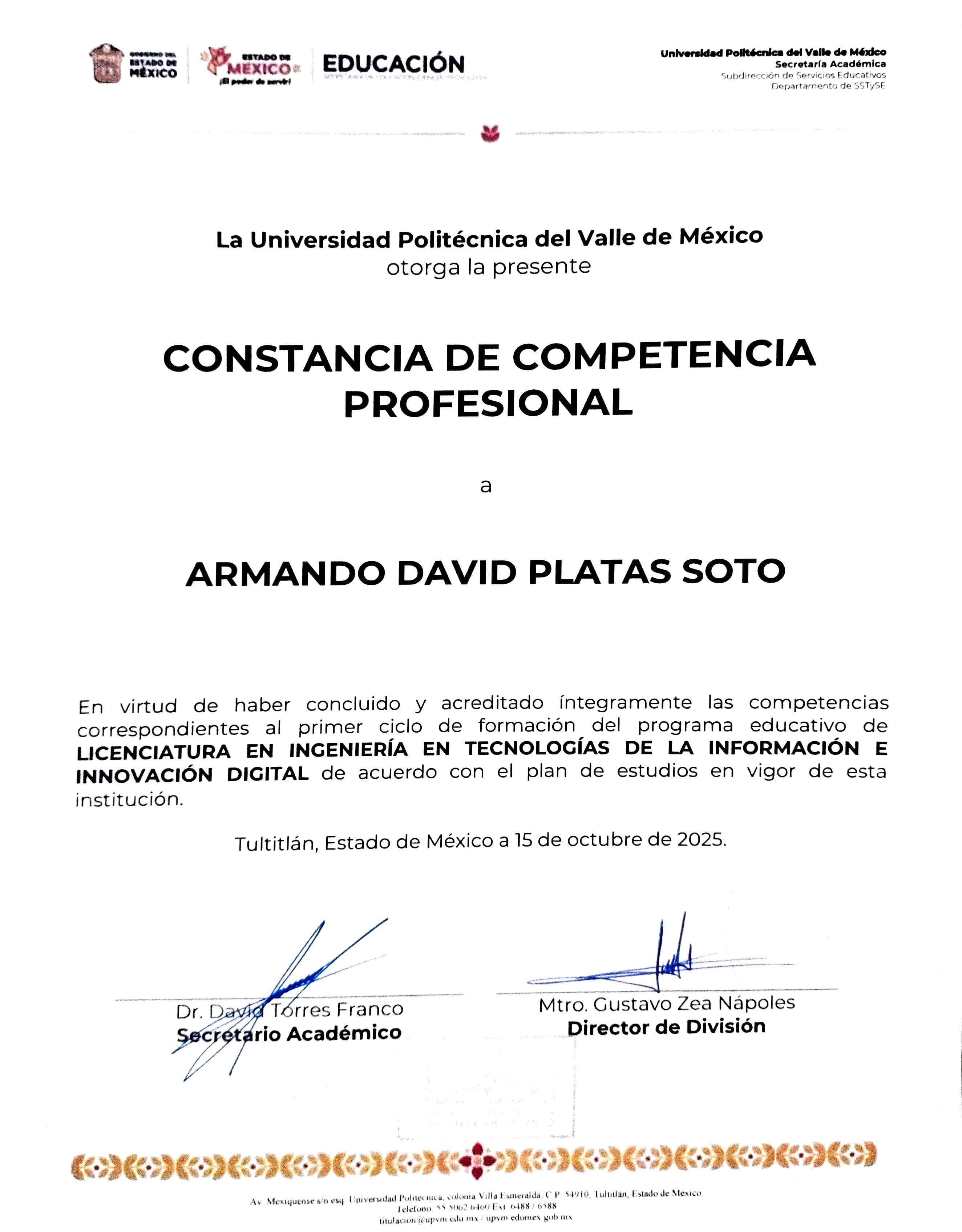 Constancia de Competencia Profesional